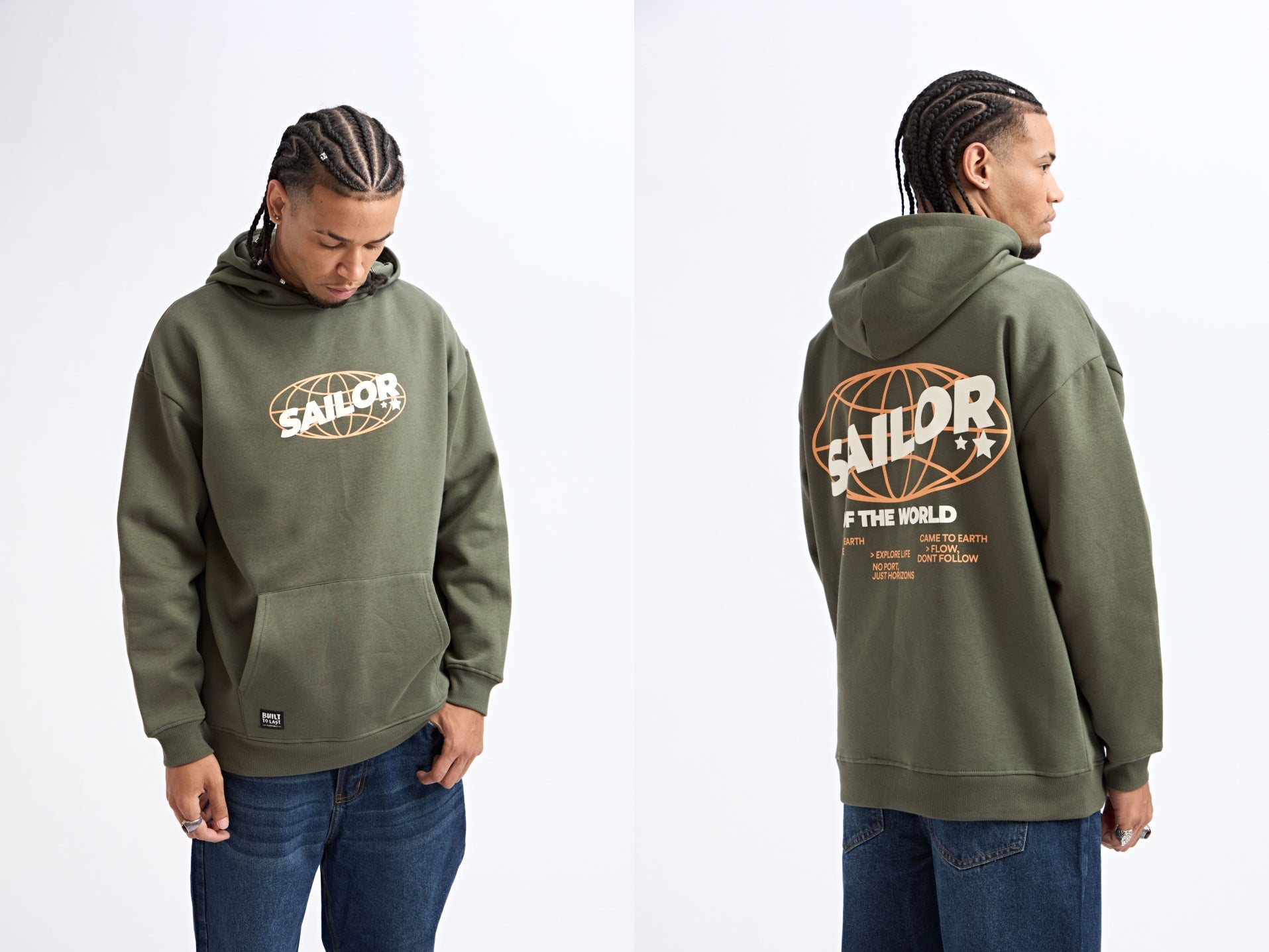 CANGURO VERDE OVERSIZE DE POLAR CON ESTAMPA